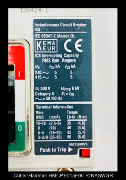 Eaton HMCPE015E0C Motor Circuit Protector - 15 Amp - Tested/1Yr Warranty
