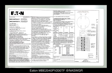 Eaton MBE2040PV200TF Solar Power Meter Breaker - 200A/240v/N3R - Unused
