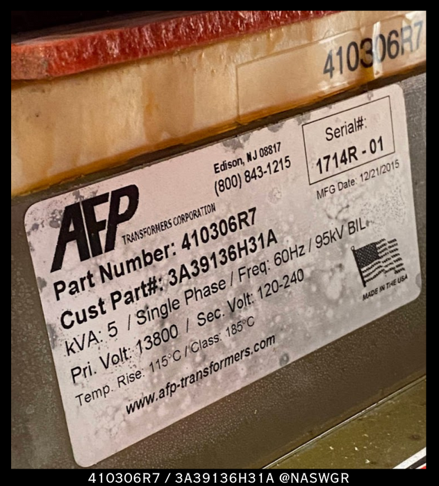 AFP Transformer 410306R7 / 3A39136H31A CPT