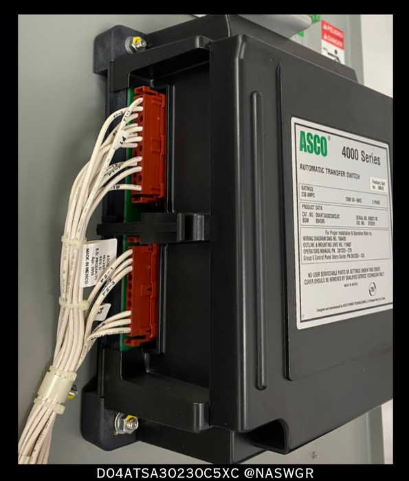 ASCO 4000 Series D04ATSA30230C5XC Automatic Power Transfer Switch - 230 Amps