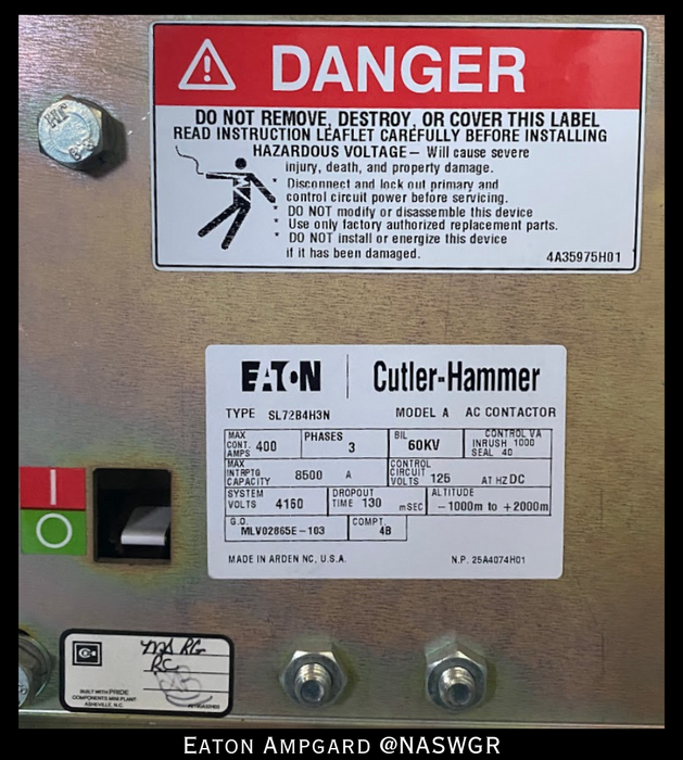 Eaton / Cutler Hammer Ampgard Medium Voltage Control Cell Section- 2250HP/4160V