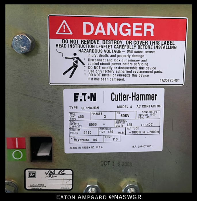 Eaton / Cutler Hammer Ampgard Medium Voltage Control Cell Section- 1333kVA/4160V
