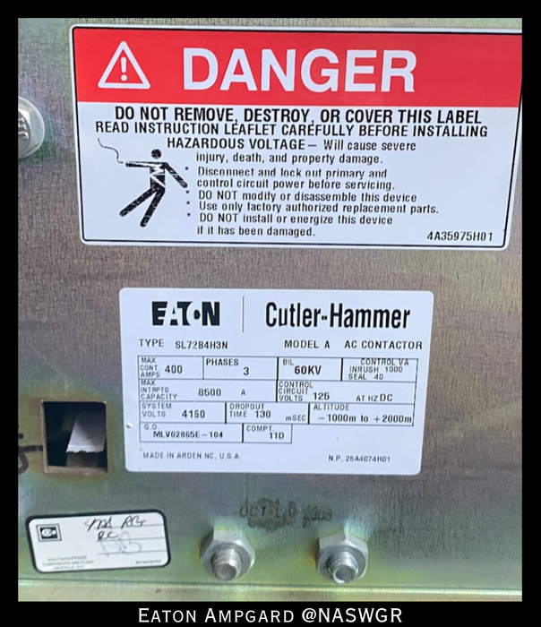 Eaton / Cutler Hammer Ampgard Medium Voltage Control Cell Section- 300HP/4160V