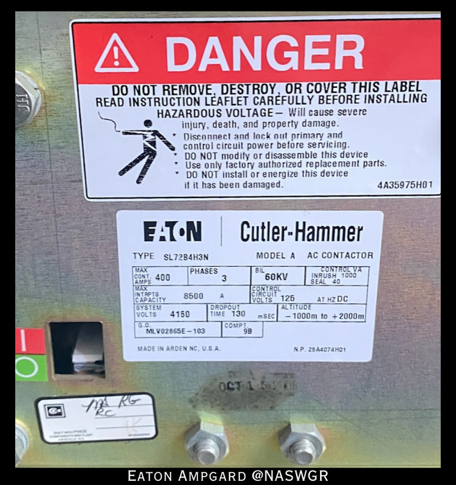 Eaton / Cutler Hammer Ampgard Medium Voltage Control Cell Section- 1333kVA/4160V