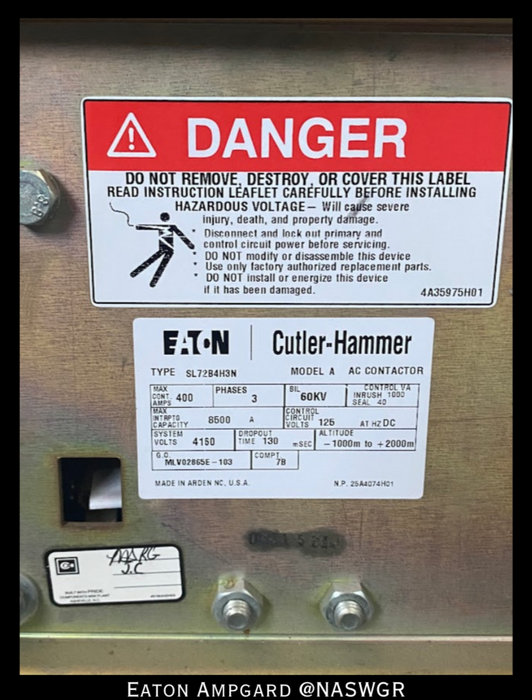 Eaton / Cutler Hammer Ampgard Medium Voltage Control Cell Section- 1150kVA/4160V