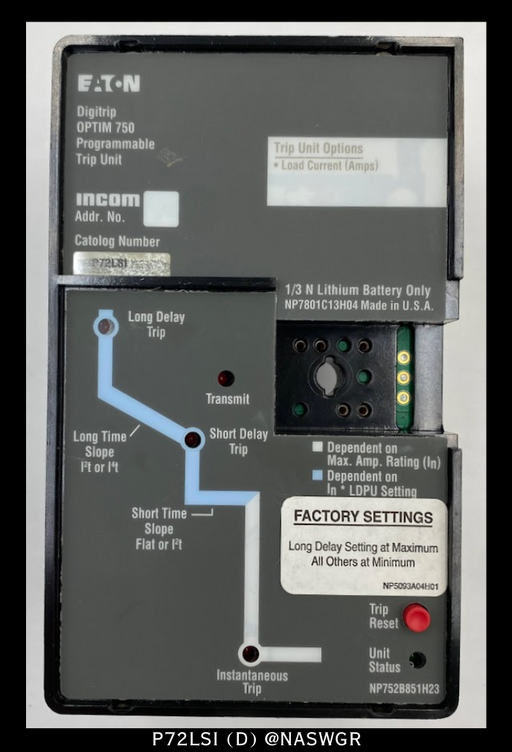 Eaton Digitrip Optim 750 P72LSI (D) / 7801C56G01 Trip Unit - Unused