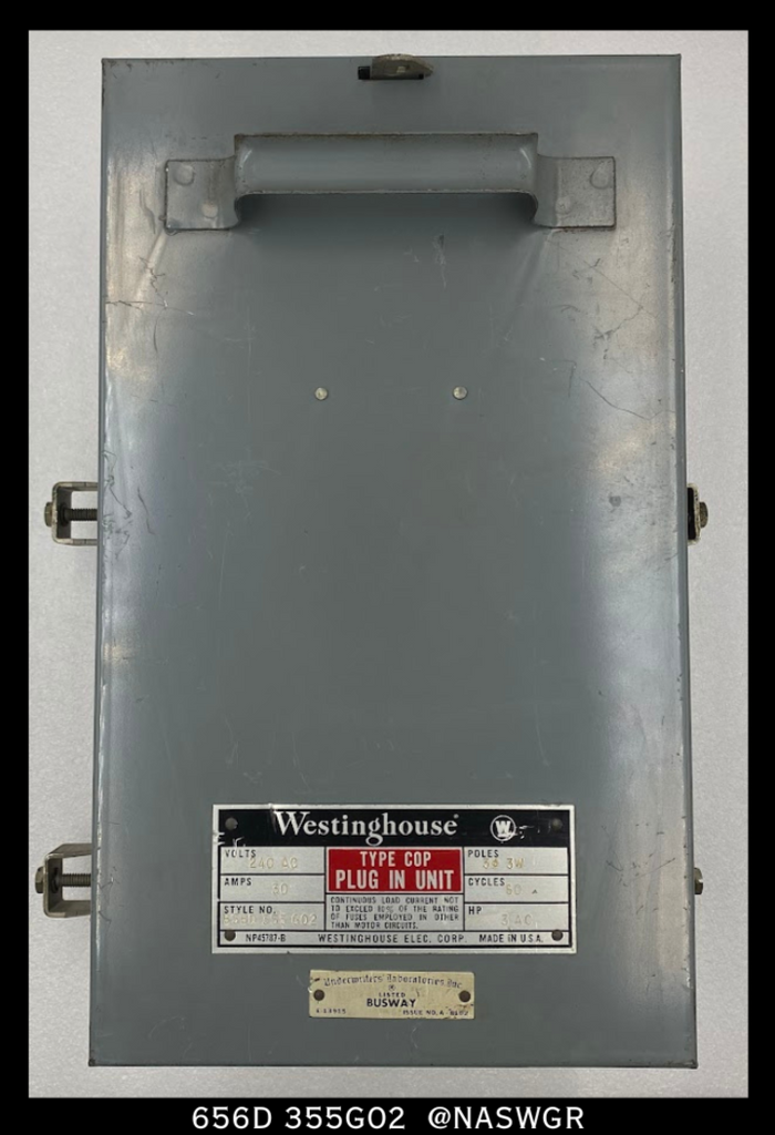 Westinghouse 656D355G02 Fusible Cover Operated Bus Plug - 30A/240V