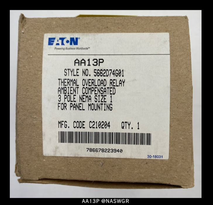 Eaton AA13P Thermal Overload Relay - Unused