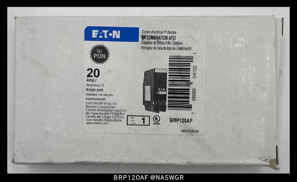 Eaton BRP120AF BR Arc Fault Circuit Interrupter ~ 20 Amp - Unused Surplus