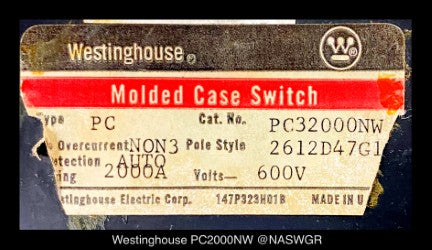 Westinghouse PC32000NW Molded Case Switch - 2000 Amp - Tested/1Yr Warranty