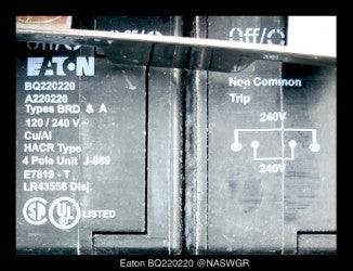Eaton BQ220220 BR Loadcenter CTL Plug-On Breaker - 20 Amp - Unused - Lot of 5