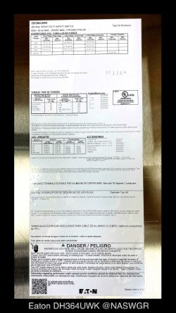 Eaton DH364UWK Heavy Duty Safety Switch - 200A/600V/3P/N4X - Unused