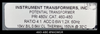 Instrument Transformer Inc. 460-480 Potential Transformer Ratio: 4:1/ 480V