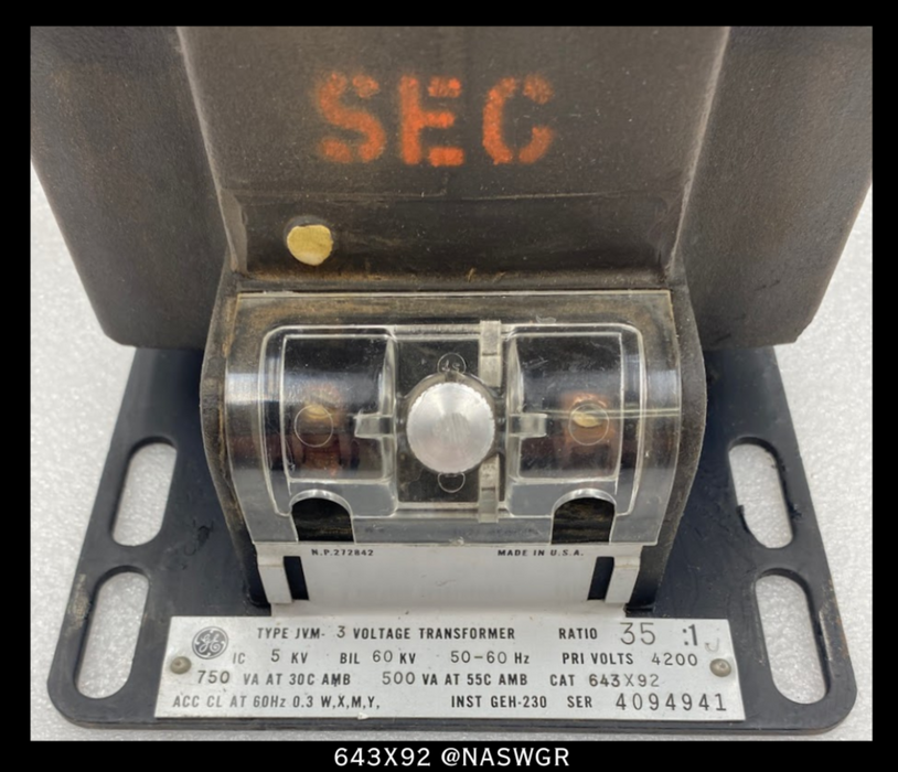 GE JVM-3, 643X92 Voltage Transformer - 35:1