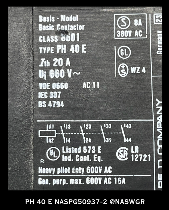 PH 40 E Square D Relay - Basic Contactor Relay