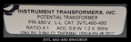 Instrument Transformers 3VTL 460-480 Potential Transformer - 4:1/ 480V