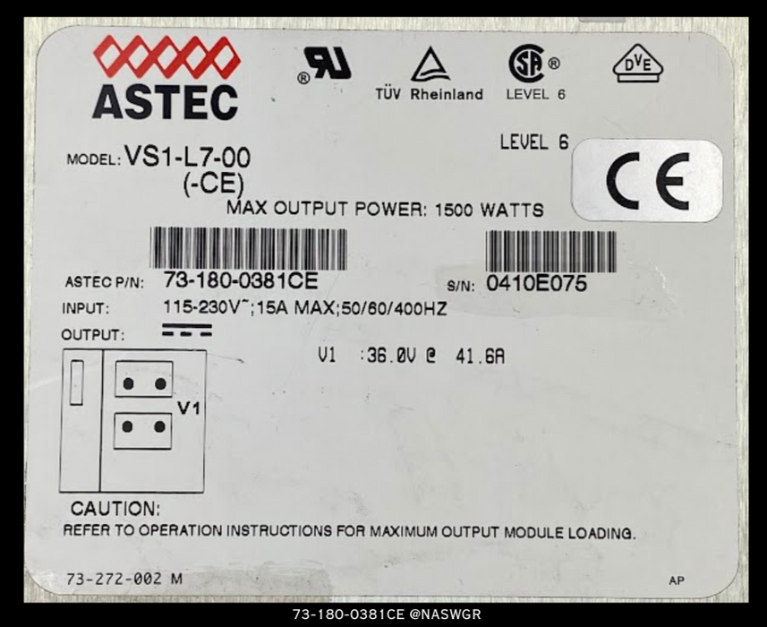 ASTEC 73-180-0381CE Power Supply - 115-230vAC:36vDC - Unused
