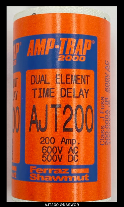 Ferraz Shawmut AJT200 Time Delay Fuse - 200A/600vAC - Unused
