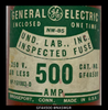 General Electric GF4A500 Enclosed One Time Fuse - 500A/ 250V