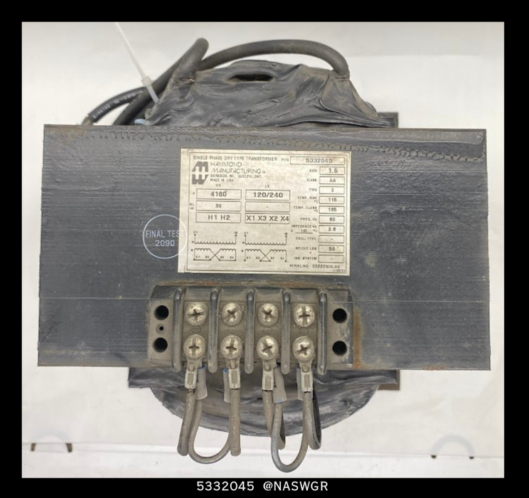 Hammond 5332045 Single Phase CPT Transformer - 1.5KVA, 4160:120/240V