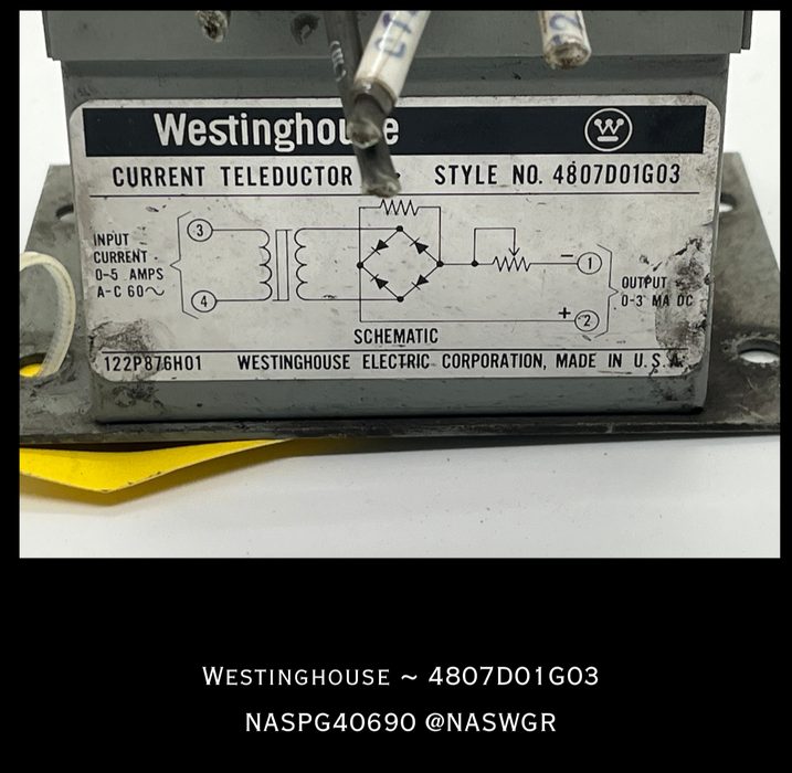 4807D01G03 ~ Westinghouse 4807D01G03 Current Teleductor