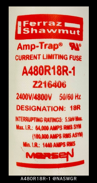 Ferraz Shawmut Amp-Trap A480R18R-1 Current Limiting Fuse - 18R/390 Amp - Unused