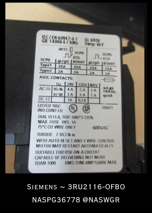 3RU2116-OFBO - Siemens 3RU2116-OFBO - Sirius Relay