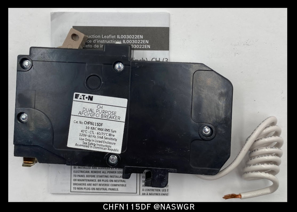 Eaton CHFN115DF CH Arc Fault Circuit Interrupter ~ 15 Amp - Unused Surplus