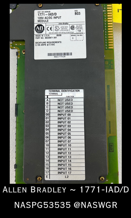 1771-IAD/D ~ Allen Bradley 1771-IAD/D - 120VAC/DC INPUT MODULE