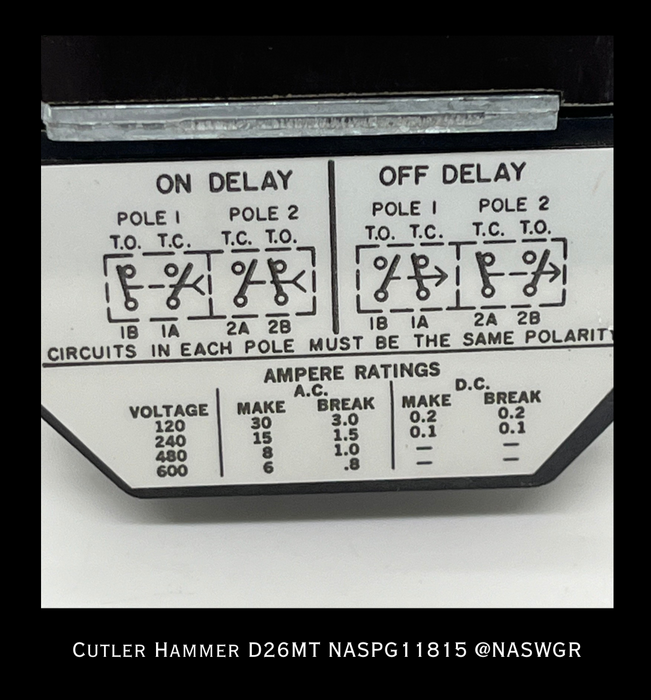 Cutler Hammer D26MT PNEUMATIC TIMER ATTACHMENT