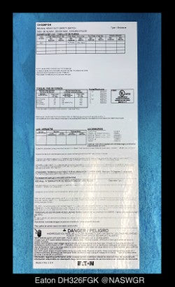 Eaton DH326FGK Heavy Duty Safety Switch - 600A/240V/3P3W/N1 - Unused