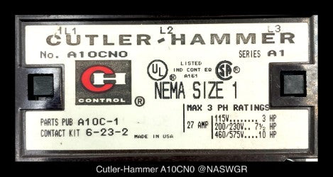 Cutler-Hammer A10CN0 Citation Starter - 27 Amp, 120vAC - Tested/1Yr Warranty