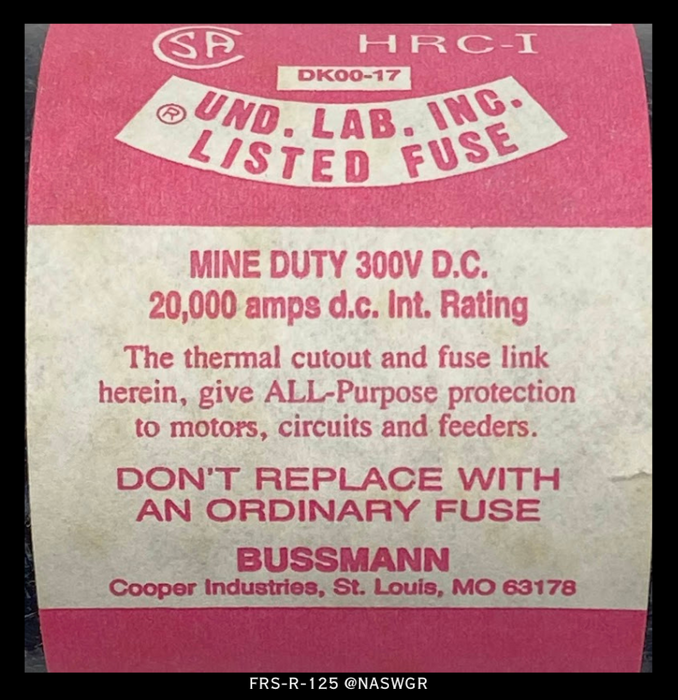 FRS-R-125 , Bussmann Fusetron FRS-R-125 Dual Element Time Delay Fuse , Class RK5 , PN: FRS-R-125