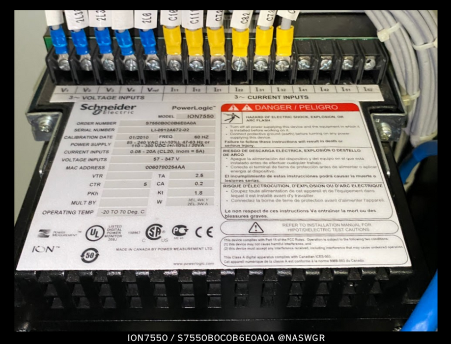Square D PowerLogic ION7550, S7550B0C0B6E0A0A Advanced Meter