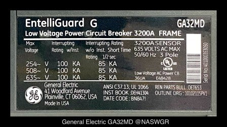 GE EntelliGuard G GA32MD LV Breaker (M/O,D/O) - 3000 Amp - Unused