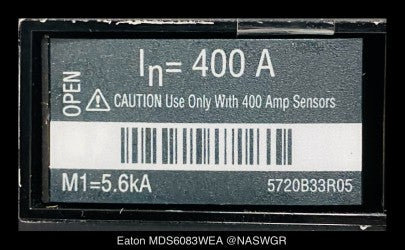 Eaton Magnum DS MDS6083W Breaker (M/O,D/O) - 400 Amp - Unused