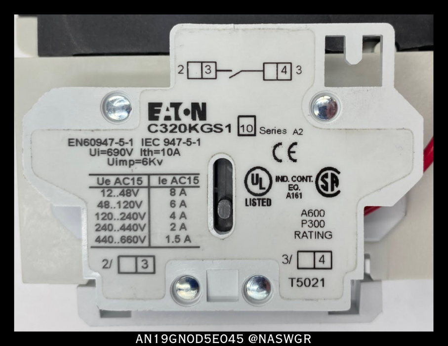 Eaton AN19GN0D5E045 Motor Control Starter -45A/SIZE2/600v - Unused