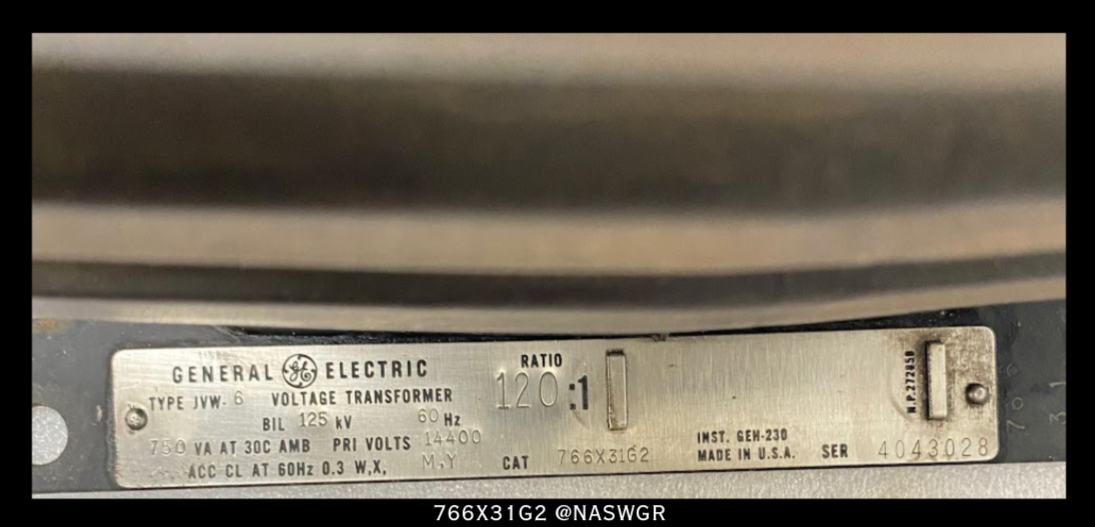 GE JVW-6, 766X31G2 Voltage Transformer - 120:1
