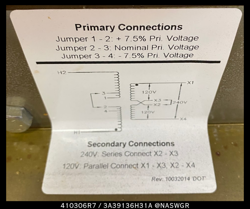 AFP Transformer 410306R7 / 3A39136H31A CPT