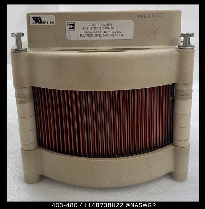 Cutler-Hammer 403-480 / 114B738H22 Control Power Transformer - 480:120x240V