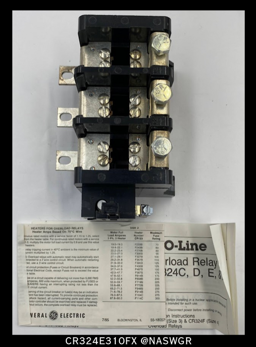 General Electric CR324E310FX Overload Relay - 90A/600V
