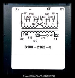 Eaton C0100E2AFB Industrial Control Transformer - 480:120v/100VA