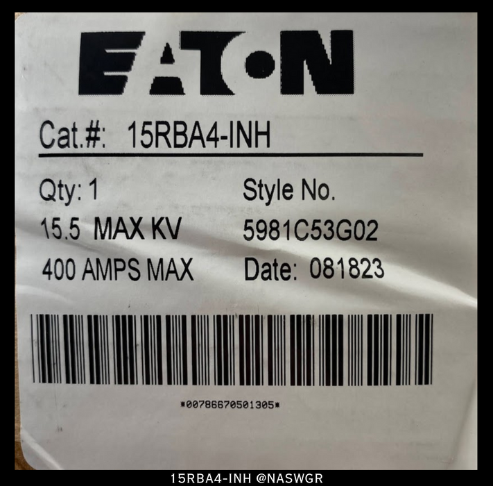 Eaton 15RBA4-INH Nondisconnect Indicating Fuse Holder - 400A/15.5kV