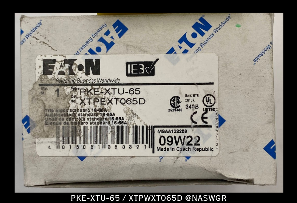 Eaton PKE-XTU-65 / XTPWXT065D Motor Protective Circuit Breaker Module - Unused