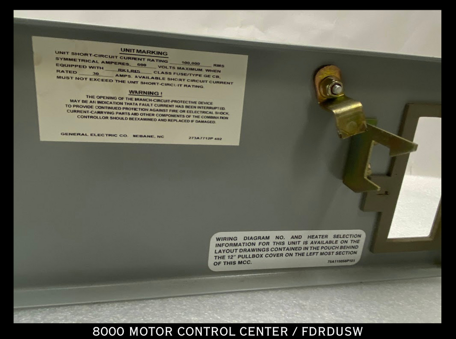 General Electric Model 8000 Motor Control Center Type FDRFUSW