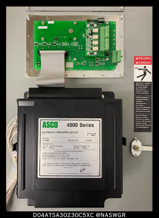 ASCO 4000 Series D04ATSA30230C5XC Automatic Power Transfer Switch - 230 Amps