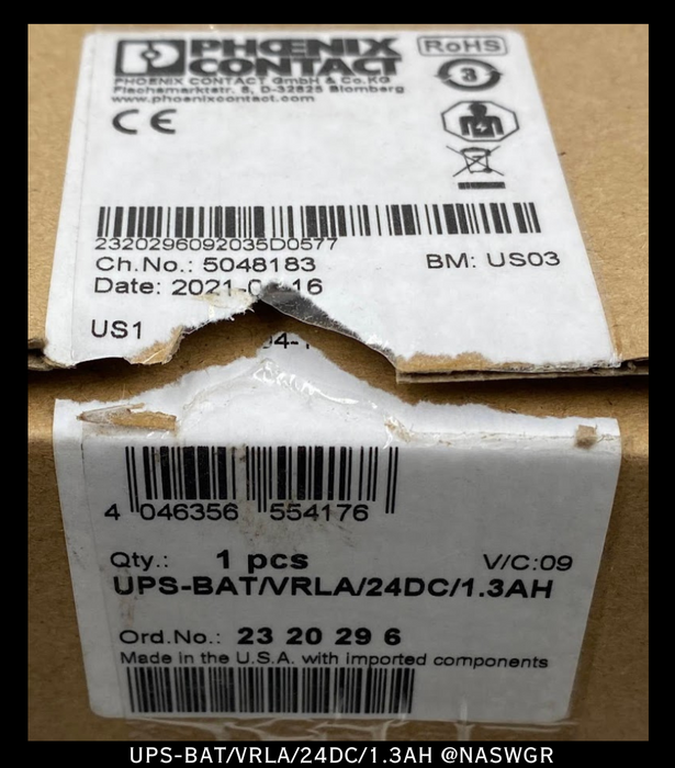 Phoenix Contact UPS-BAT/VRLA/24DC/1.3AH Battery Module - 24vDC - Unused