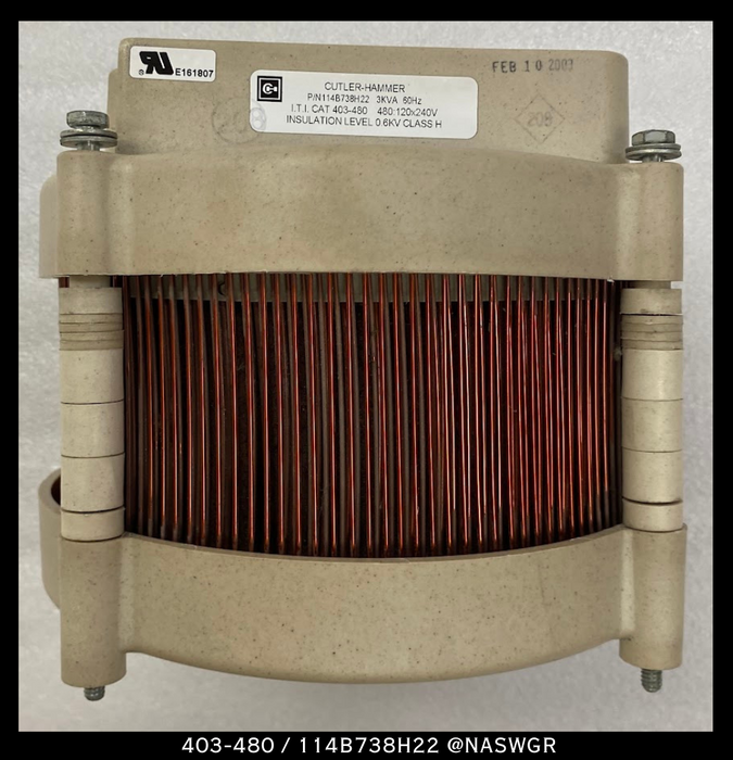 Cutler-Hammer 403-480 / 114B738H22 Control Power Transformer - 480:120x240V