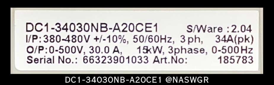 Eaton DC1-34030NB-A20CE1 - DC1 Power XL Variable Frequency Drive ~ Surplus