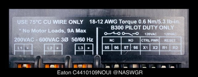 Eaton C4410109NOUI Motor Insight Overload Monitoring Relay -  1–9 A, 120vAC